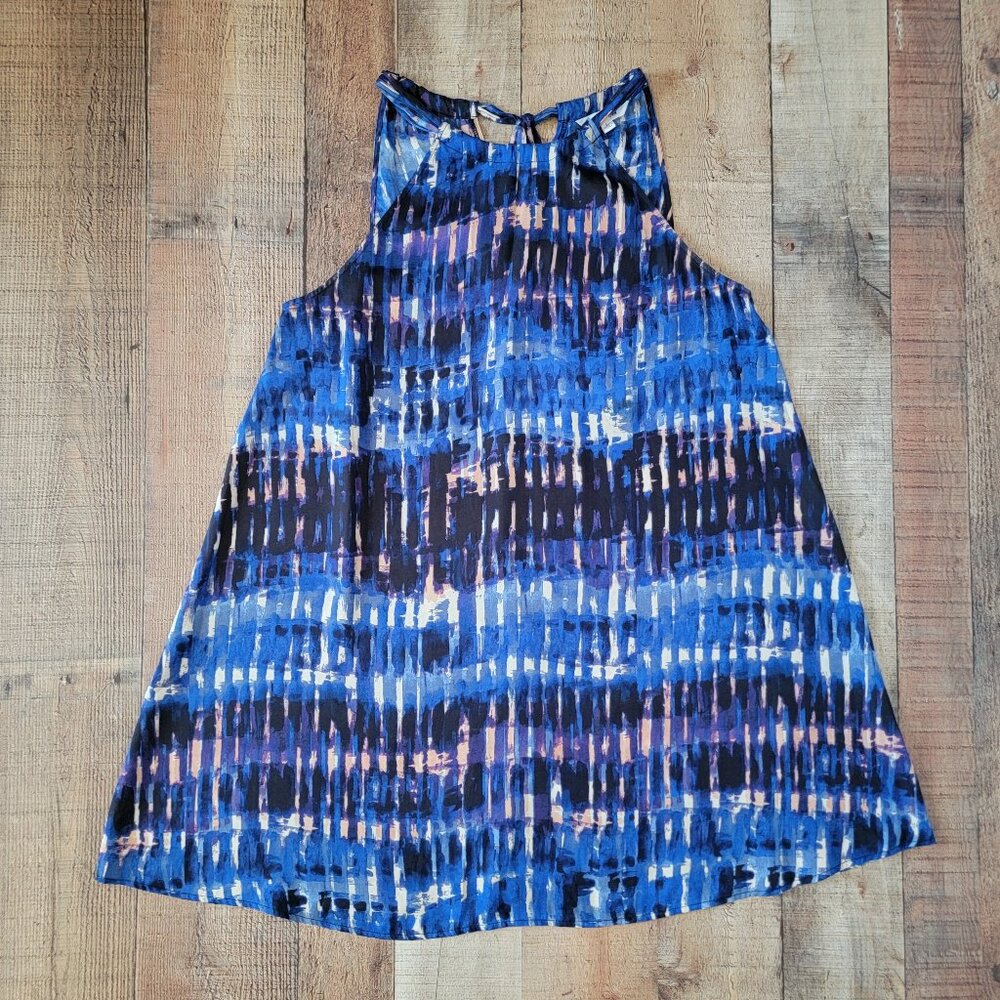 BB Dakota Aubree Blue Multi Color Halter Tank Dress